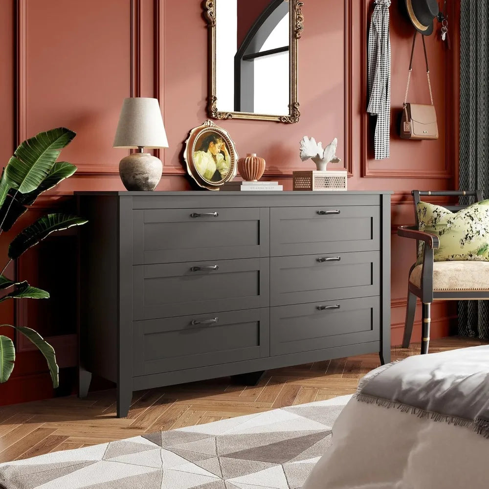 6 Drawer Dresser, Retro with Metal Handle - Alia's Home Things  