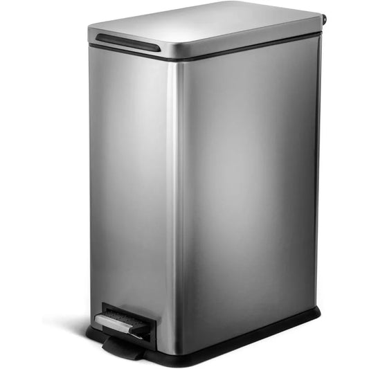 8 Gallon Slim Kitchen Trash Can, Stainless Steel - Alia's Home Things  