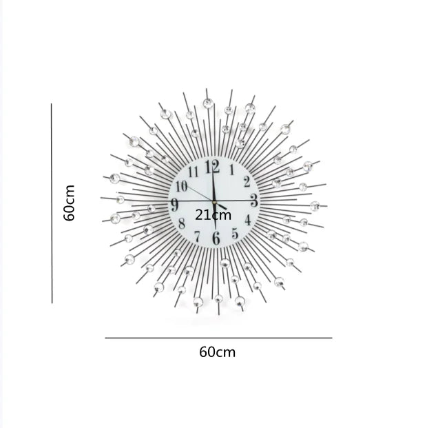 Vintage Metal Sunburst Round Wall Clock Large Morden - Alia's Home Things  