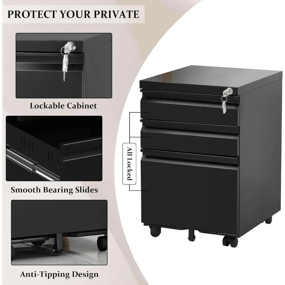 3-Drawer Metal Filing Cabinet - Alia's Home Things  