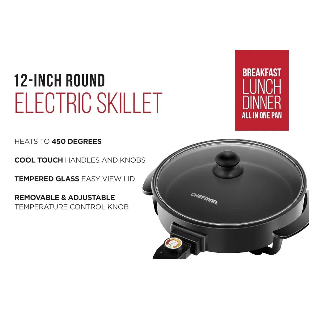 Electric Skillet 12 Inch Frying Pan with Non-Stick Coating - Alia's Home Things  