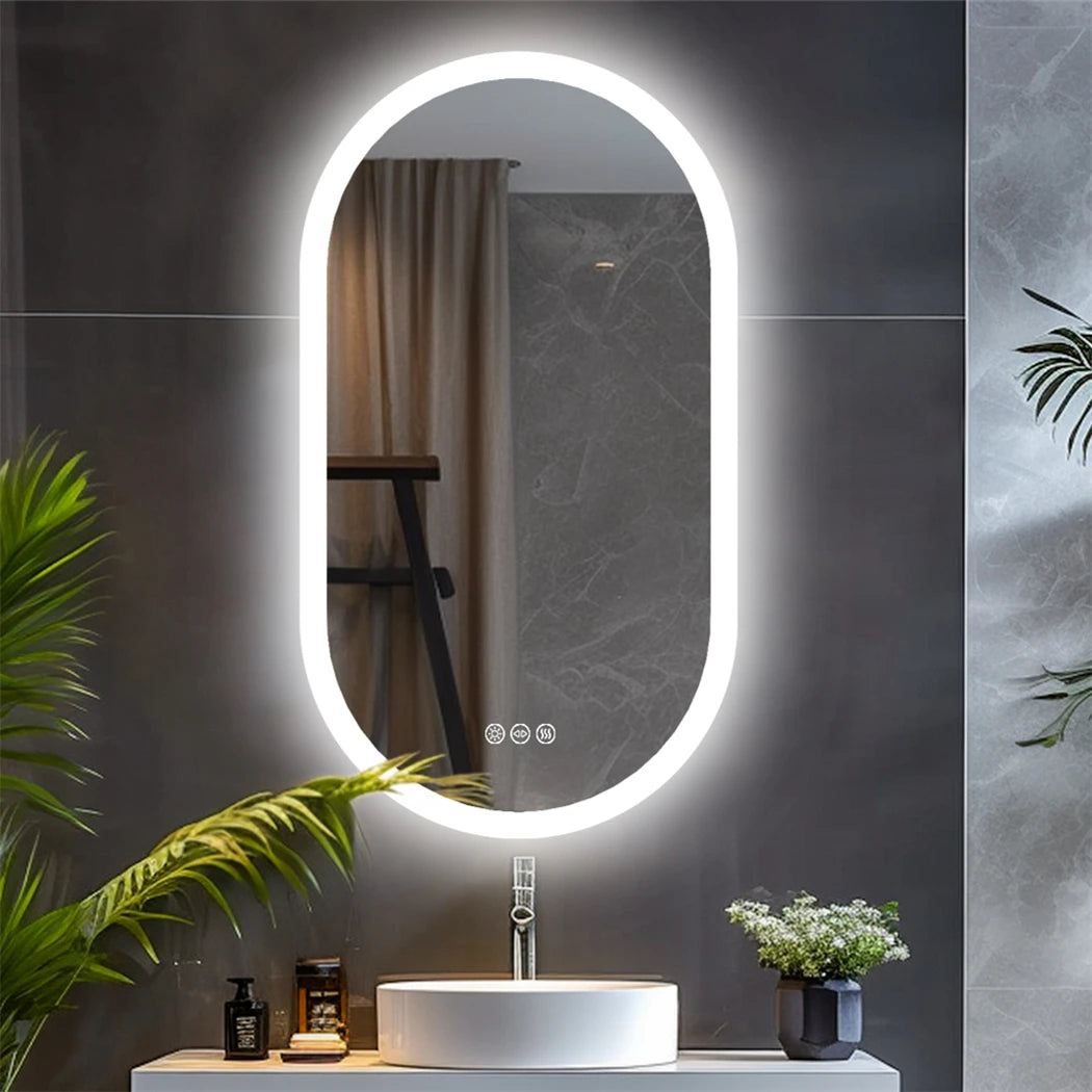 Oval LED Bathroom Mirror Smart Mirrors Dimmable 3 Colors - Alia's Home Things  