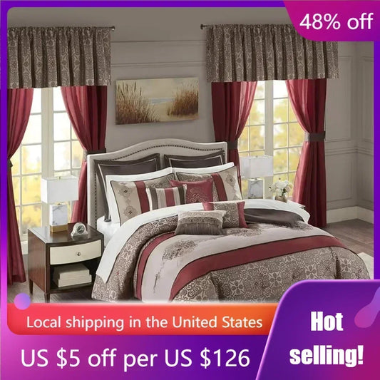 24-piece Comforter Set-Satin Jacquard - Alia's Home Things  