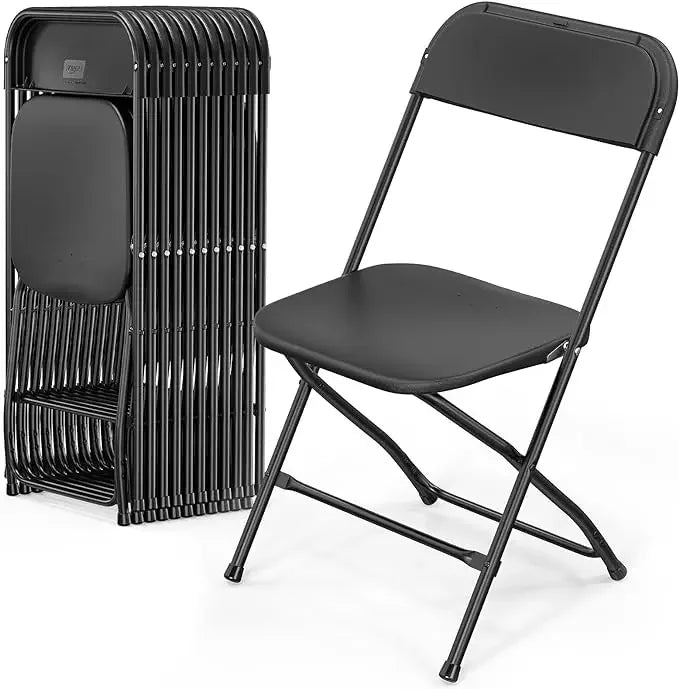 Plastic Folding Chairs Stackable - White/Black - Alia's Home Things  