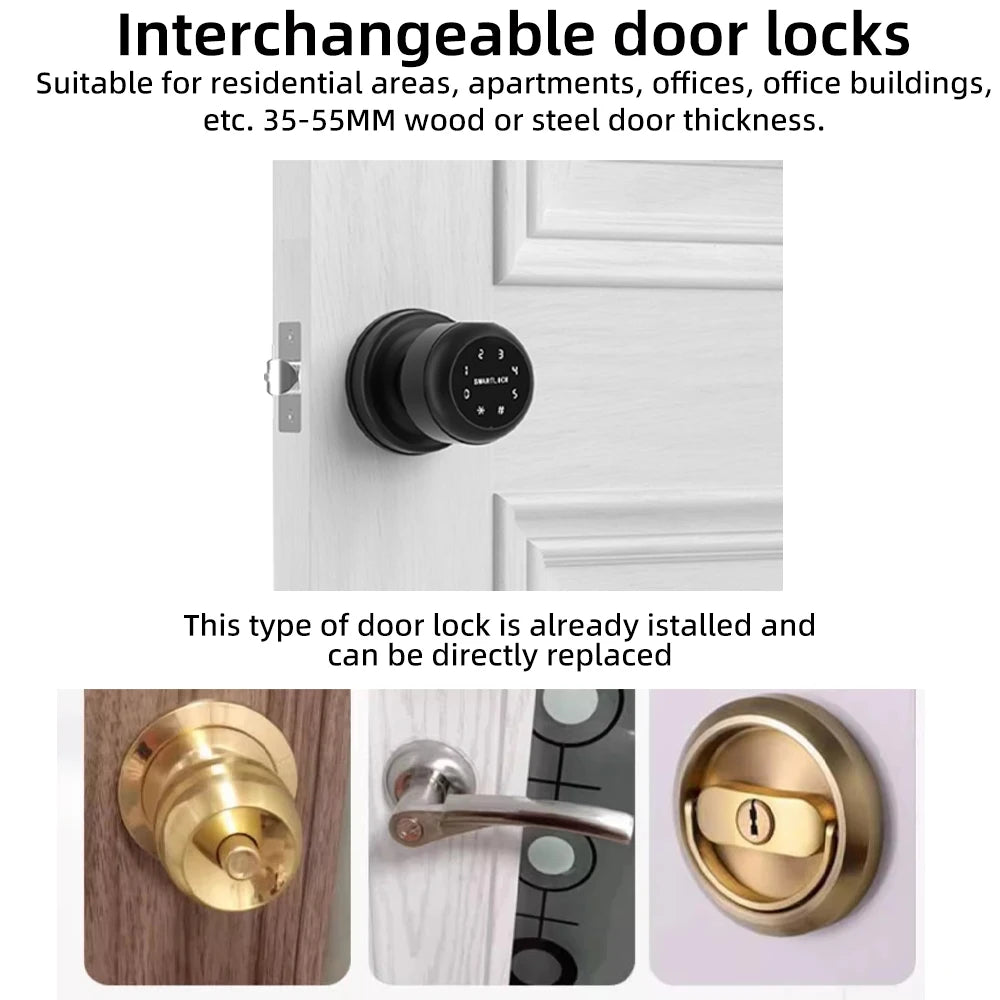 Round Knob Fingerprint Smart Lock - Alia's Home Things  