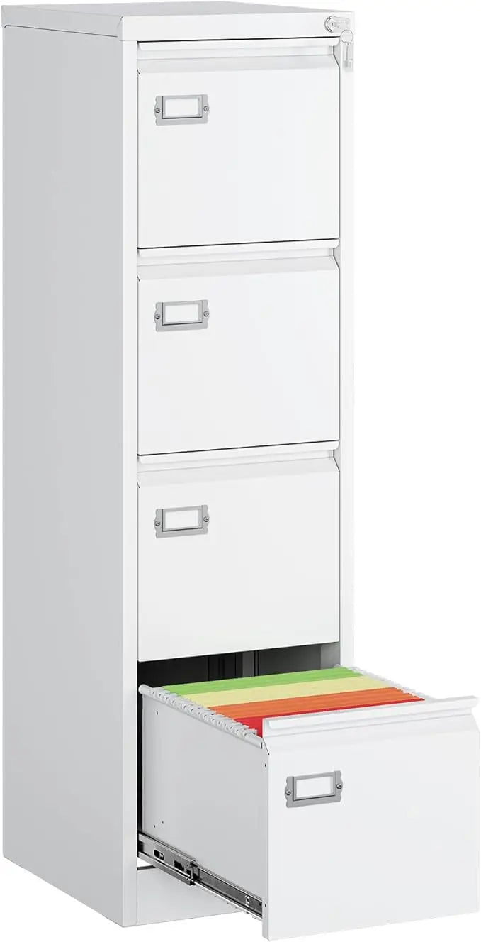 File Cabinet, White Vertical Filing Cabinets with Lock - Alia's Home Things  