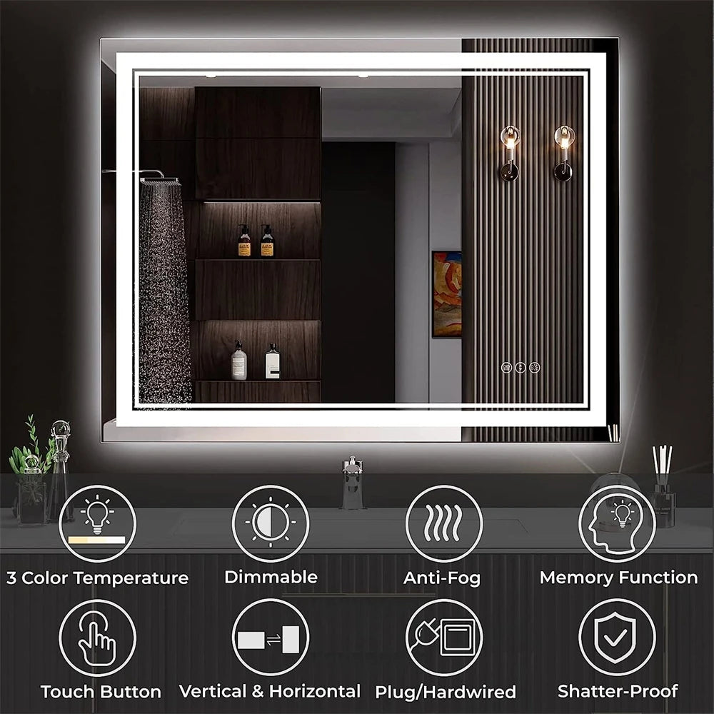 Wisfor LED Bathroom Mirror With Front Backlit Dimmable - Alia's Home Things  