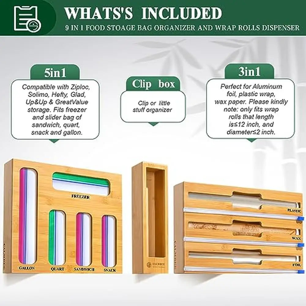 Kitchen Wrap Dispenser Storage Bag Organizer Wall Mounted - Alia's Home Things  