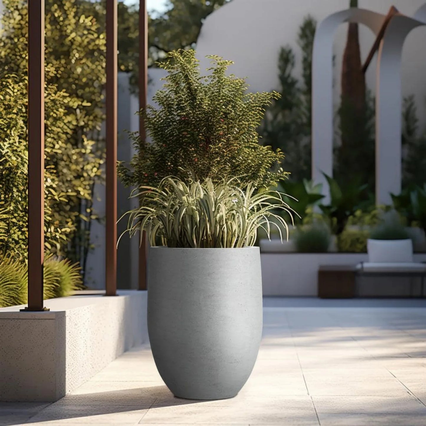 Extra Large Tall Round Concrete Plant Pot / Planter - Alia's Home Things  