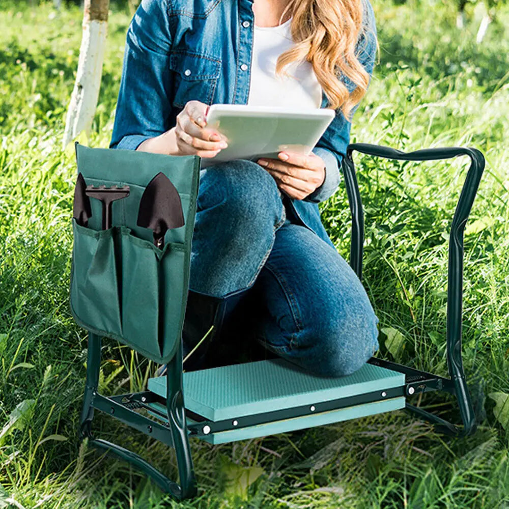 Padded Kneeling Stool Indoor Outdoor 150-KG Load Portable Folding - Alia's Home Things  