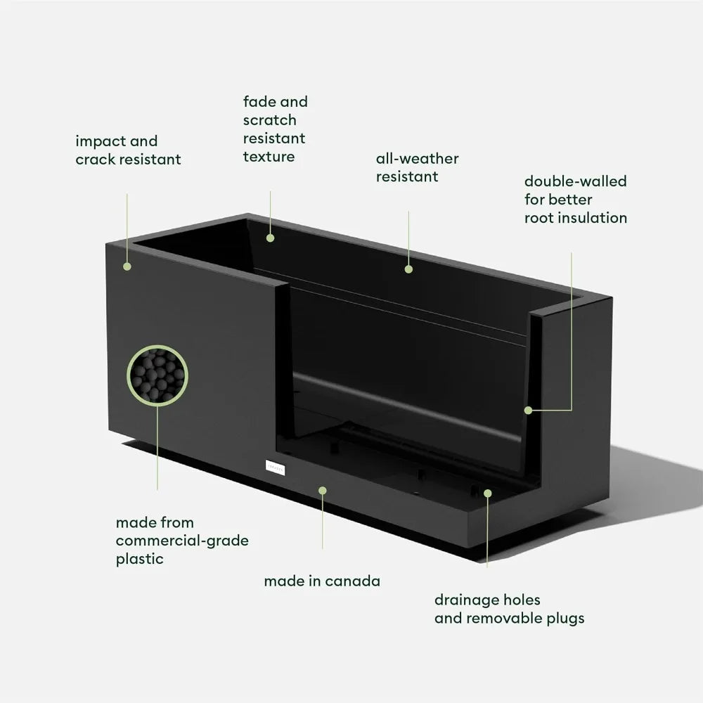 Block Series Long Box Planter Durable All-Weather Use - Alia's Home Things  