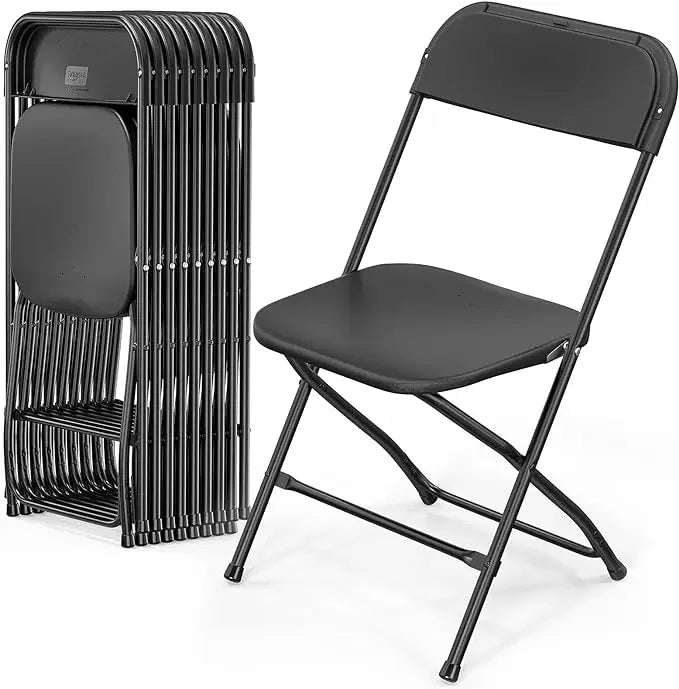 Plastic Folding Chairs Stackable - White/Black - Alia's Home Things  