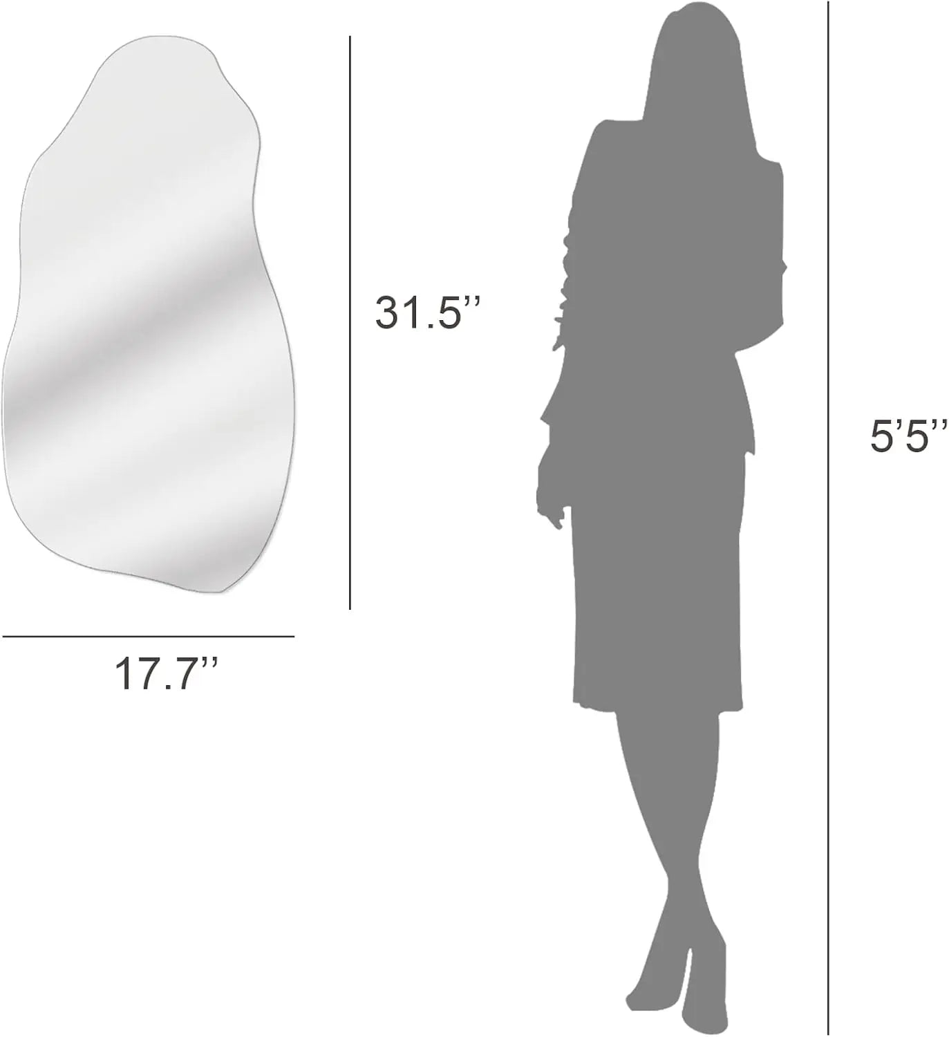Irregular Asymmetrical Wall Mirror (Hook Style,31.5''x17.7'') - Alia's Home Things  