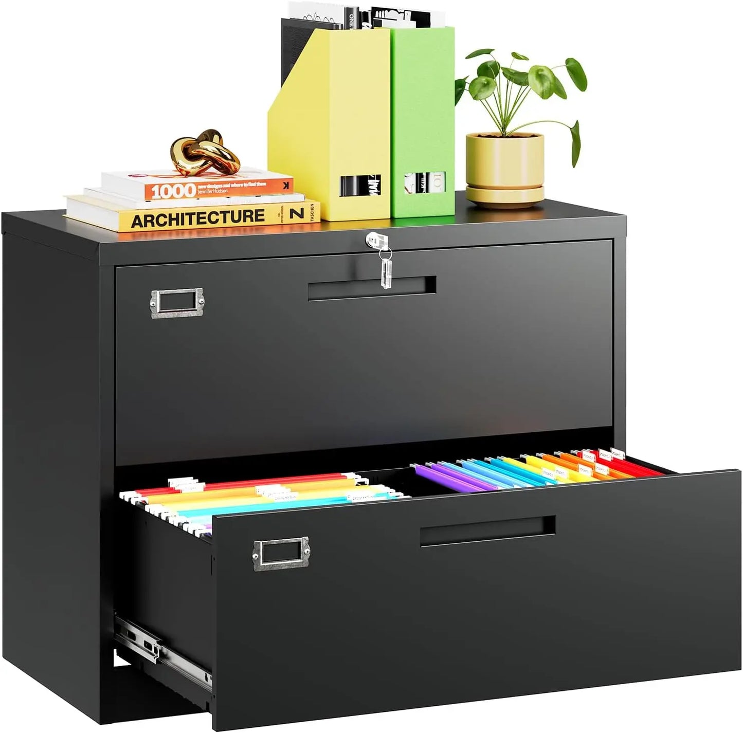 File Cabinet, White Vertical Filing Cabinets with Lock - Alia's Home Things  