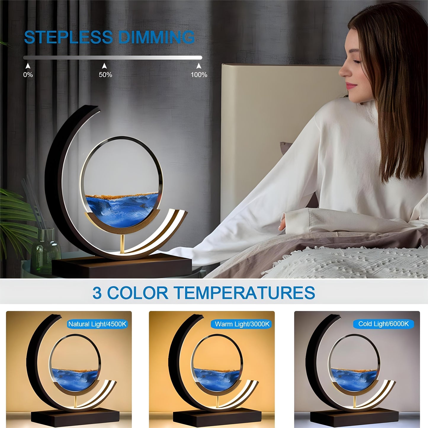 Moving Sand Art Picture 3D Round Picture Lamp - Alia's Home Things  