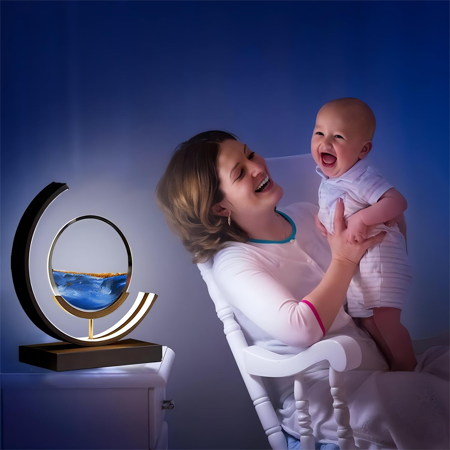 Moving Sand Art Picture 3D Round Picture Lamp - Alia's Home Things  