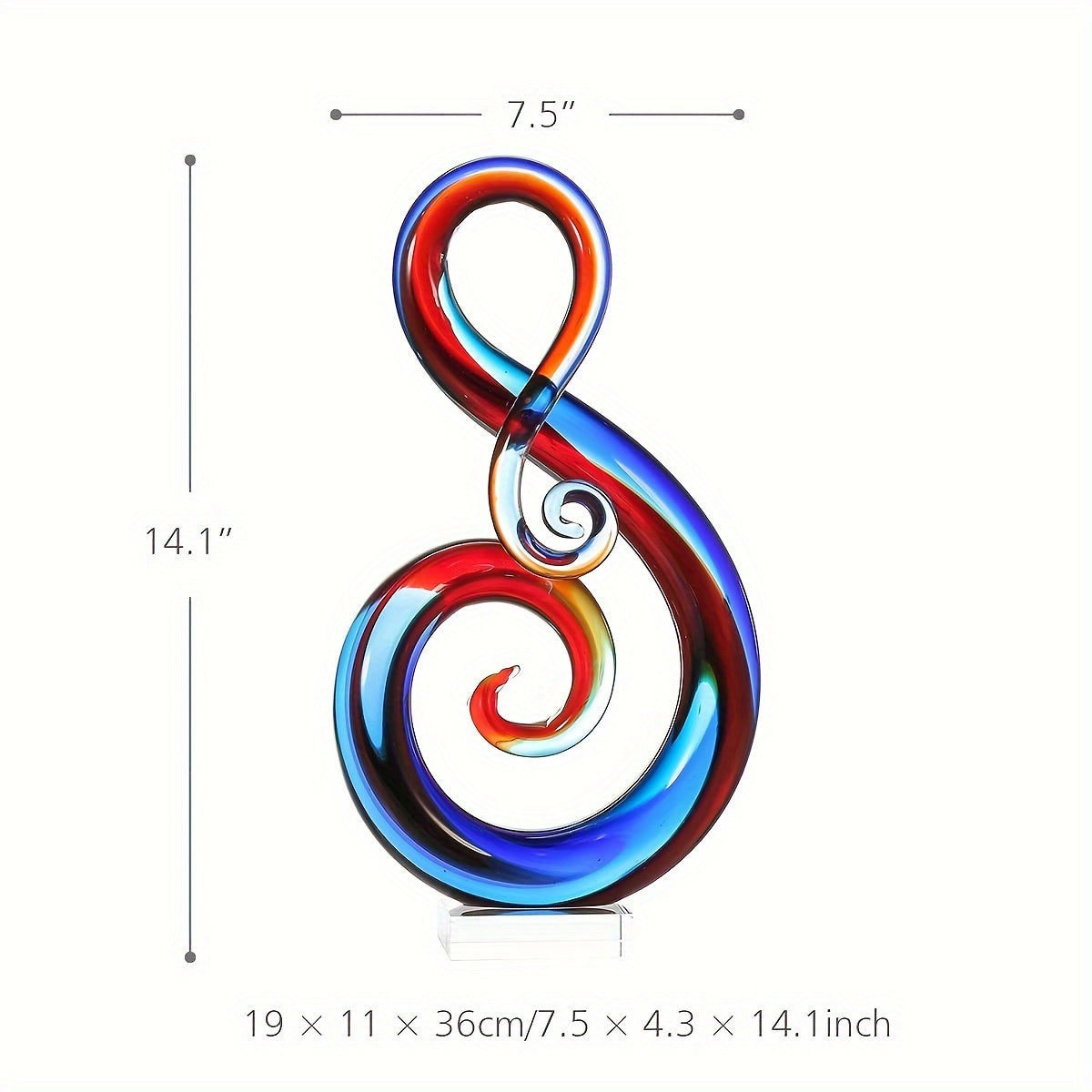 14" ×7.5" Multicolor Music Note Glass Sculpture - Alia's Home Things  